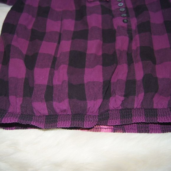 Kimchi Blue Plaid Ruffled Elastic Blouse Shirt Top XS Cap Sleeve Women's - Picture 6 of 7